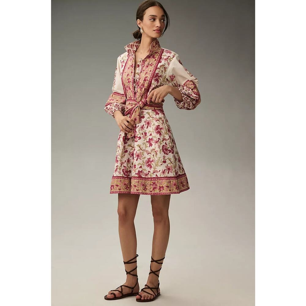 NWD Sue Sartor Long-Sleeve Flounce Mini Dress Size XL Pink Combo #MB438 - Picture 4 of 10
